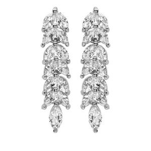 NWT Cubic Zirconia & Silvertone Leaf Drop Earrings